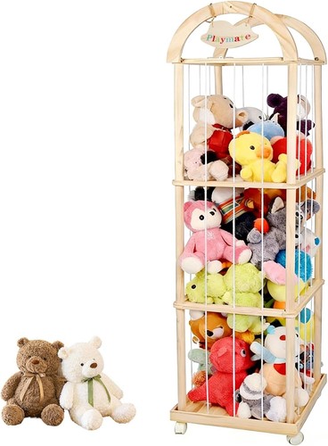 Wooden soft toy storage - wooden,