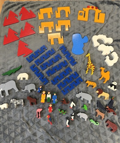 Wooden zoo set - set, with