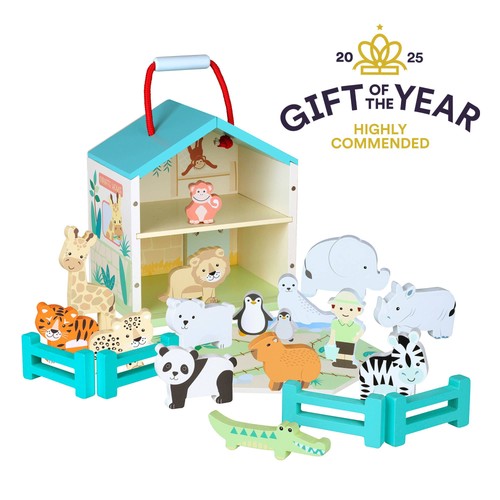 Wooden zoo play set with - wooden,